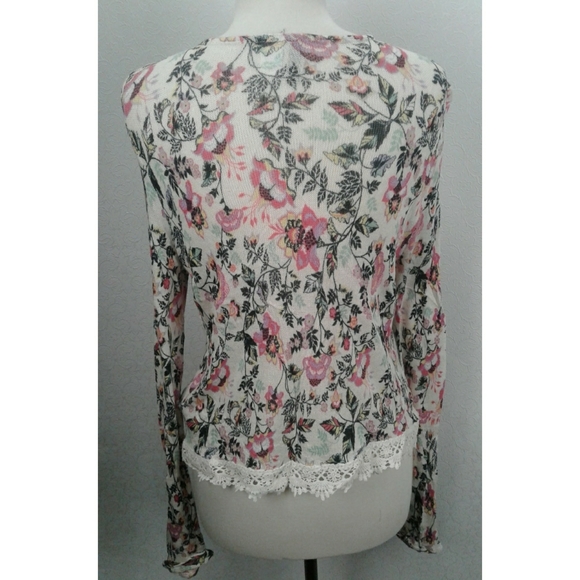 Divided H&M pink and white floral print top size L - Picture 4 of 9